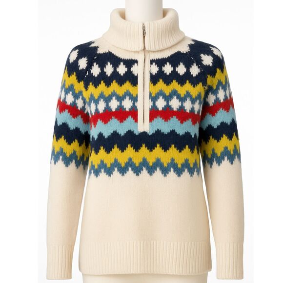 Aerie Fair Isle Half Zip Sweater Wool Blend Cozy Soft Nordic Pattern M Winter - Picture 1 of 8